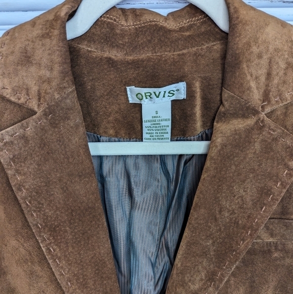 Vintage Orvis Women’s Brown Suede Leather Blazer Jacket Size S/P - Picture 5 of 10